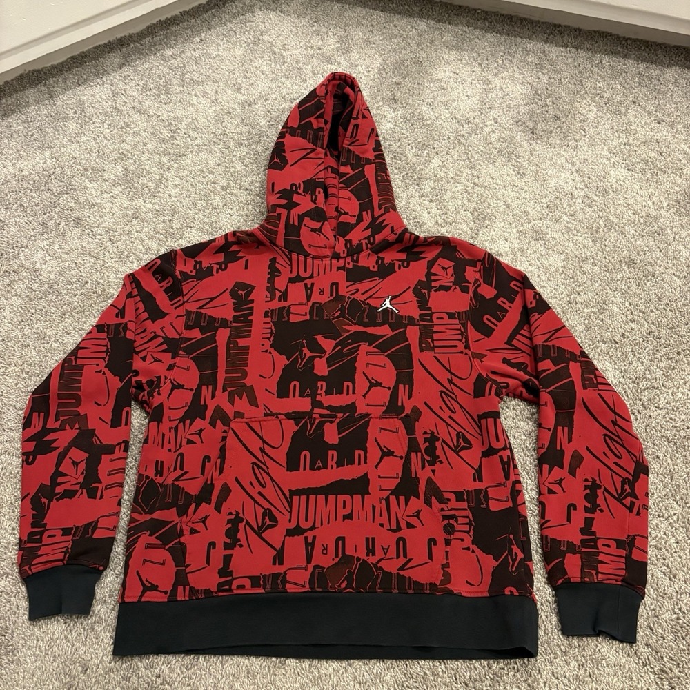Nike Men's Air Jordan Essentials Allover Print Fleece Hoodie DA9814-100 Medium M
